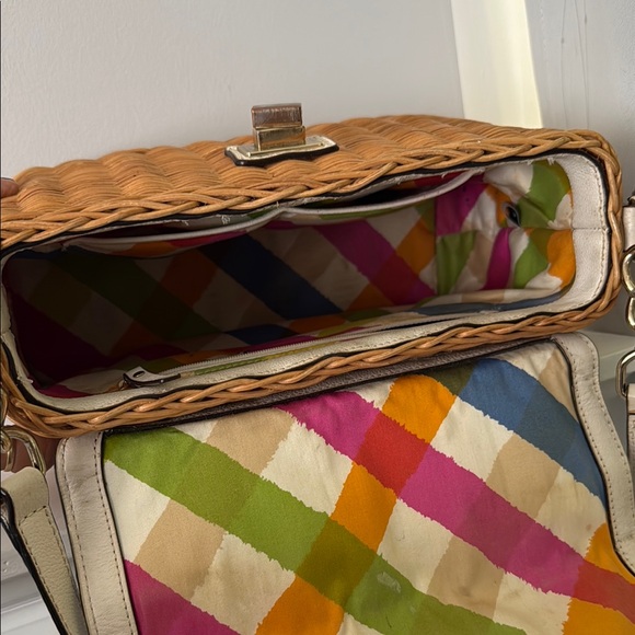 Kate Spade Tan and Cream Satchel with Woven Wicker Design - Picture 10 of 17